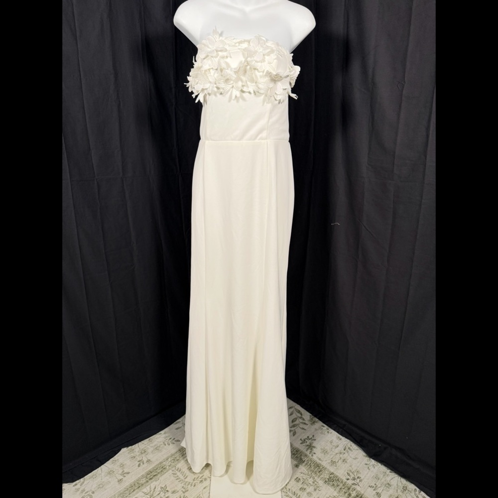 Lulu's Love Garden Ivory 3D Floral Embroidered Strapless Maxi Dress Size XL